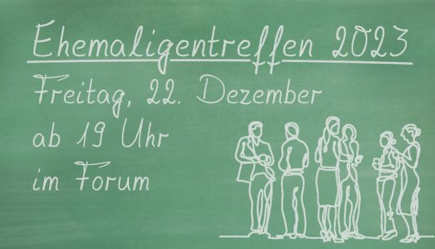 Wir laden am Freitag, dem 22. Dezember ab 19 Uhr zum Ehemaligentreffen im Forum der Schule ein. Wie in jedem Jahr haben wir Getränke und Knabbereien da und freuen uns darauf, übe...